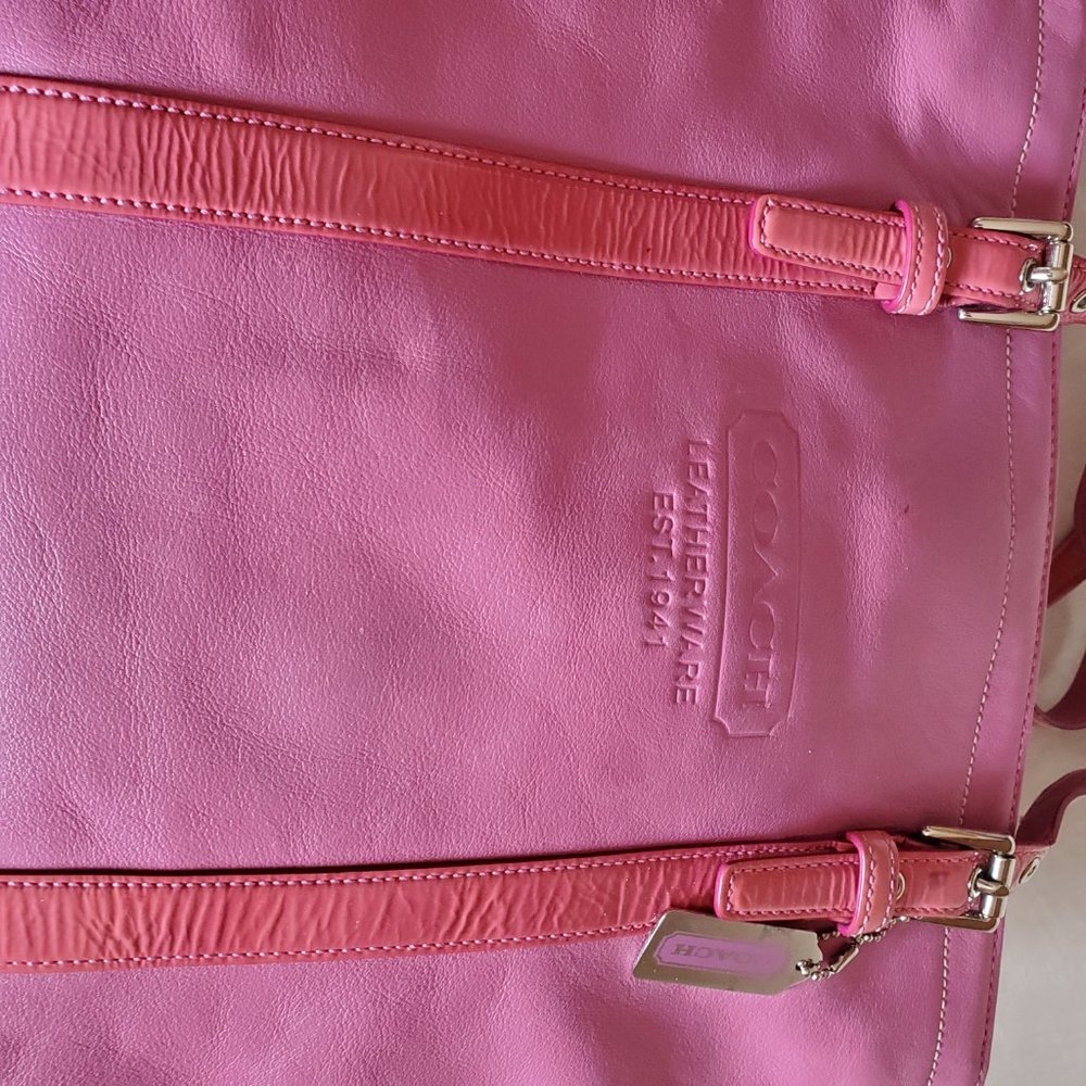 Vintage Rare Coach Gallery Pink Leather Tote Bag Purse Large - Picture 11 of 14